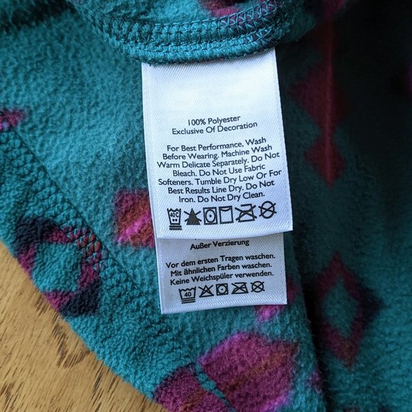 Eddie Bauer Fleece Small Sweater Green-Blue Southwest Native American Motif - Picture 8 of 8